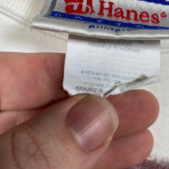 Vintage Hanes Cotton White Sweatshirt Tropical Sunset Tennis Adult Small - Picture 5 of 7